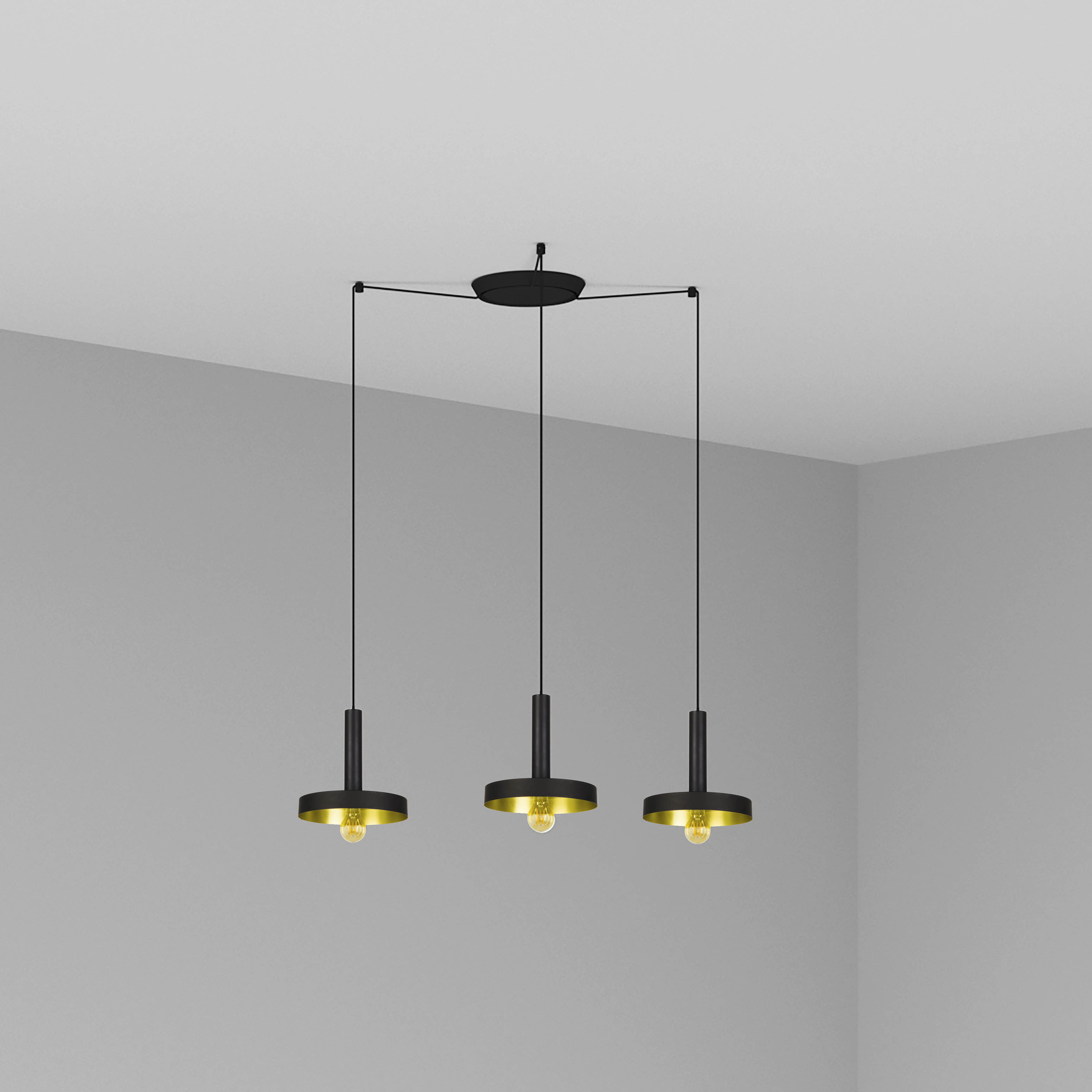 20160-3L WHIZZ BLACK/GOLDEN PENDANT LAMP 3L