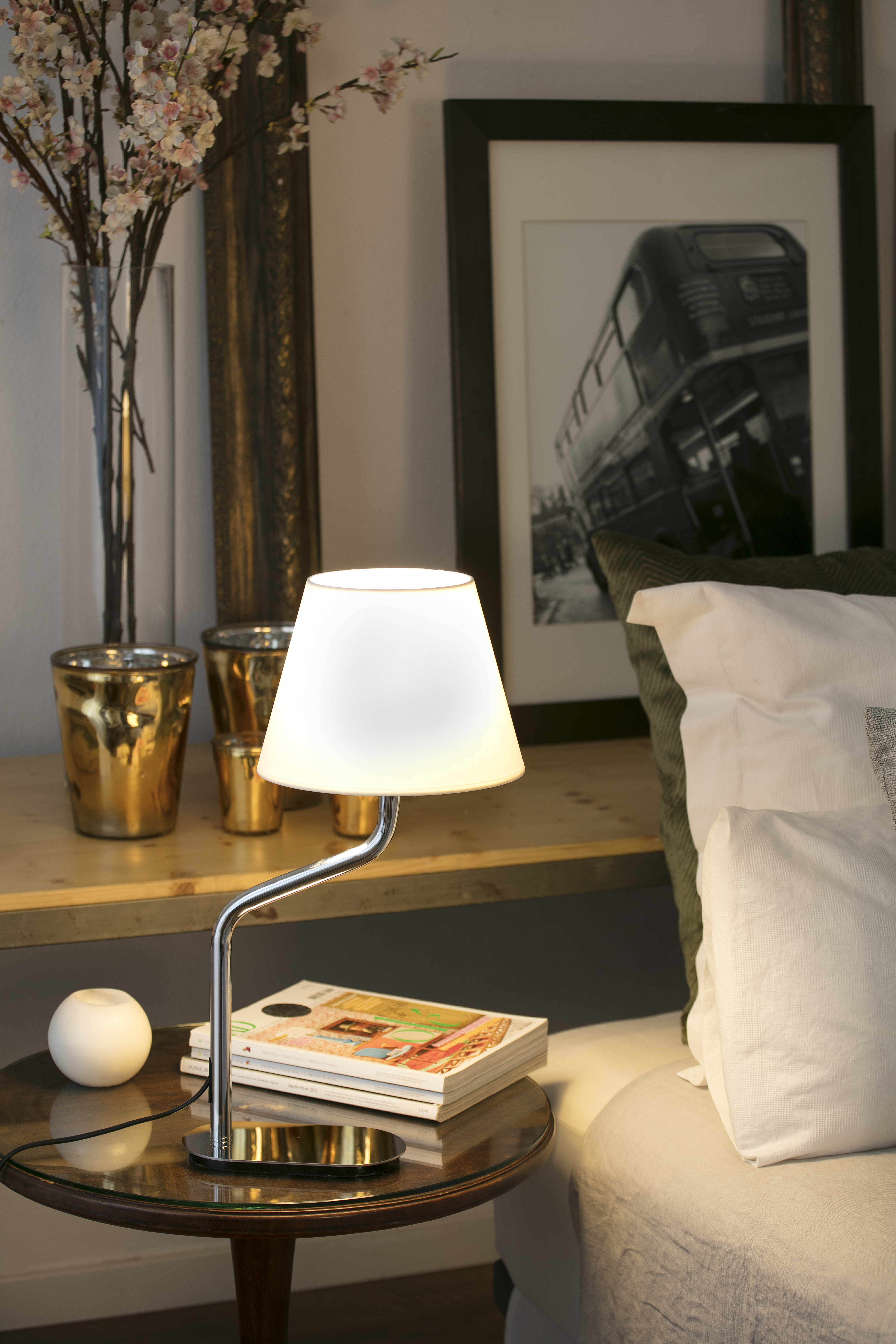 24008-13 ETERNA CHROME/WHITE TABLE LAMP - Image 5
