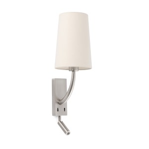 29682-20 REM MATT NICKEL/BEIGE WALL LAMP WITH LED READER