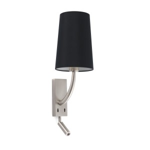 29682-21 REM MATT NICKEL/BLACK WALL LAMP WITH LED READER