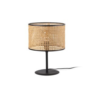64311-48 MAMBO BLACK/RATTAN TABLE LAMP