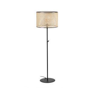 64313-49 MAMBO BLACK/RATTAN FLOOR LAMP